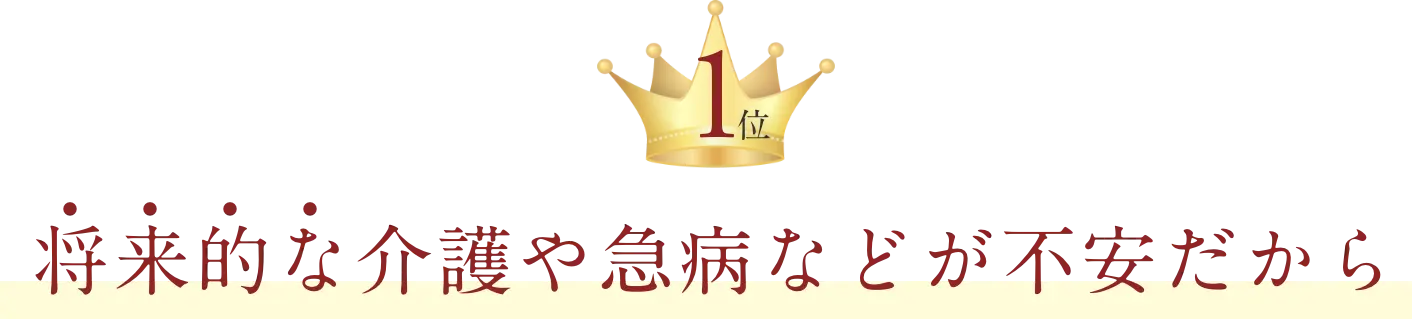 1位、将来的な介護や急病などが不安だから